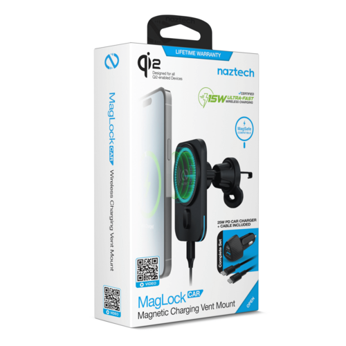 Naztech MagLock CAR 15W Magnetic Wireless Fast Charging Vent Mount