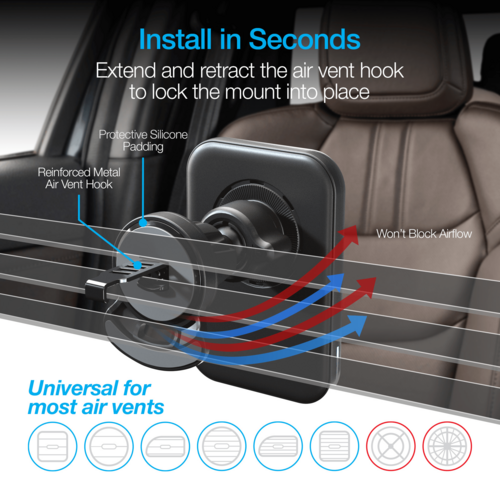 Naztech MagLock CAR 15W Magnetic Wireless Fast Charging Vent Mount