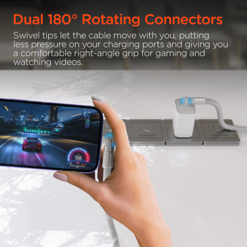 HyperGear Chunky180° 100W USB-C to USB-C Rugged Fast Charge Cable 12ft