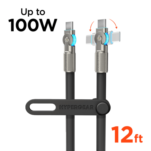 HyperGear Chunky180° 100W USB-C to USB-C Rugged Fast Charge Cable 12ft
